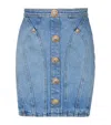 Balmain Buttoned Mini Denim Skirt In Blue