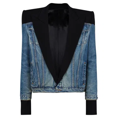 Balmain Denim Buttons Spencer Jacket In Blue