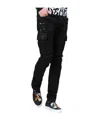 Balmain Denim Cargo Biker Pants In Black