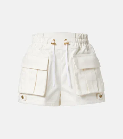Balmain Denim Cargo Shorts In White