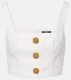 Balmain Denim Crop Top In White