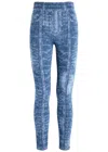 Balmain Jacquard Knit Leggings With Denim Effect In Denim