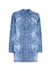 Balmain Knitted Jacquard Mini Dress - Women's - Viscose/polyester/polyamide In Denim