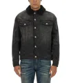Balmain Faded Denim Jacket In Black