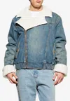 Balmain Ecoshearling Denim Jacket In Blue