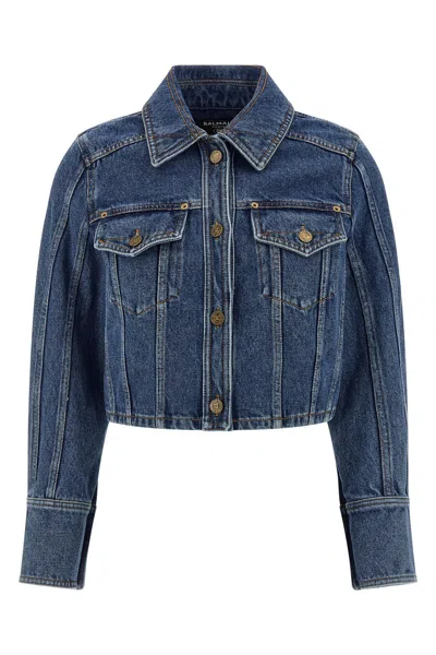 Balmain Blazer Featuring Chest Pockets Long Sleeves In Blue