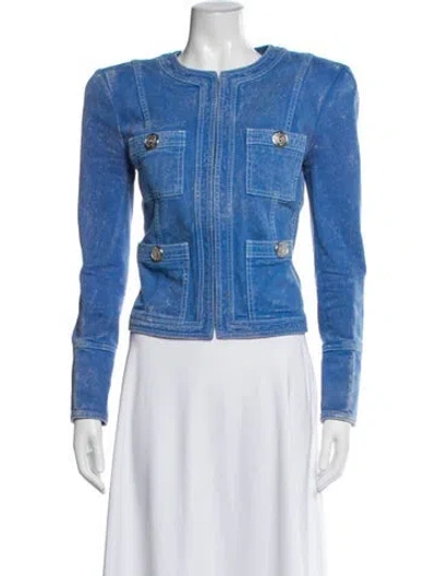 Pre-owned Balmain Denim Jacket In Blue/white