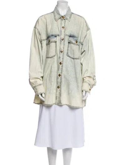 Pre-owned Balmain Denim Jacket In Green