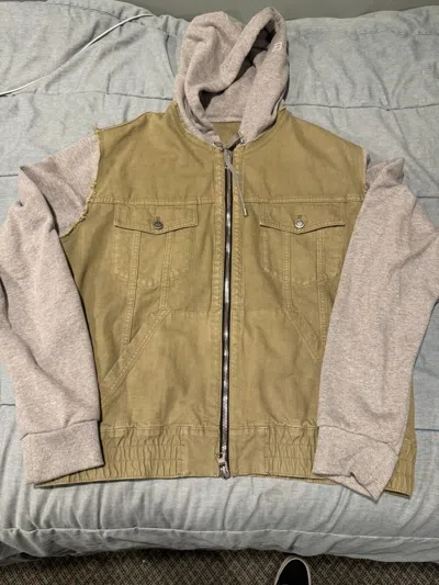 Pre-owned Balmain Denim Jacket W/ Cotton Sleeves In Brown