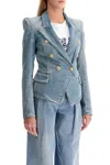 Balmain Denim Jacket With Embossed Buttons In Blue