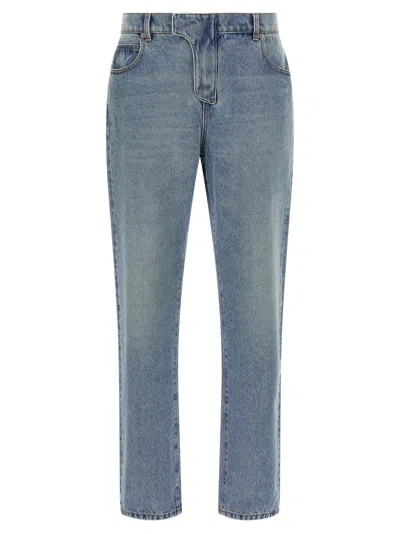 Balmain Stonewashed Cotton Denim Jeans In Blue