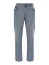 Balmain Stonewashed Cotton Denim Jeans In Blue