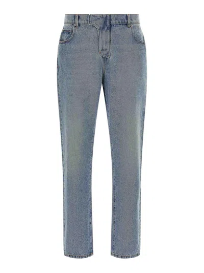 Balmain Stonewashed Cotton Denim Jeans In Blue