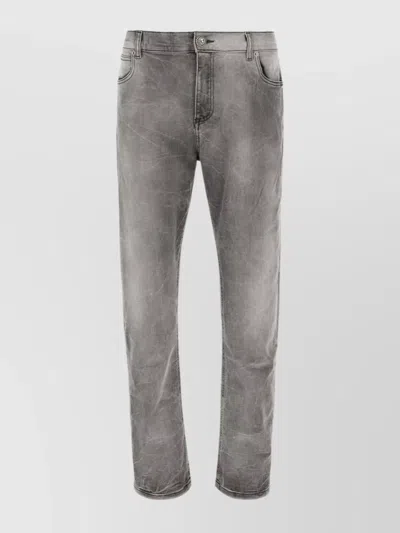 Balmain Denim Jeans Stretch Coton Stonewashed In Gray