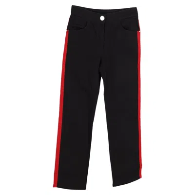 Balmain Denim Jeans With Red Stripe In Black Cotton