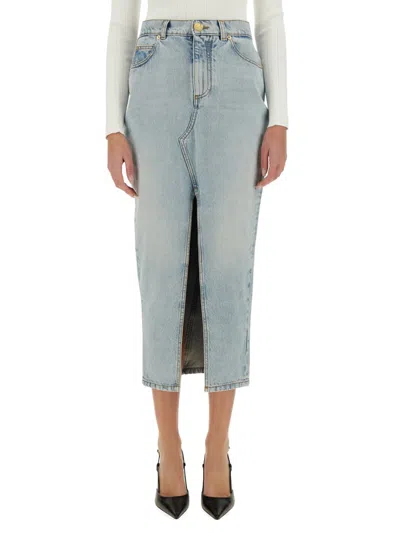 BALMAIN DENIM MIDI SKIRT