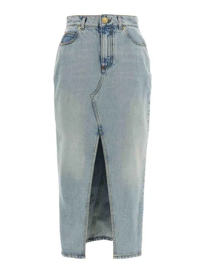 BALMAIN DENIM MIDI SKIRT