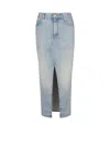 Balmain Denim Midi Skirt In Blue