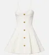 Balmain Quilted Denim Bustier Skater Minidress In White
