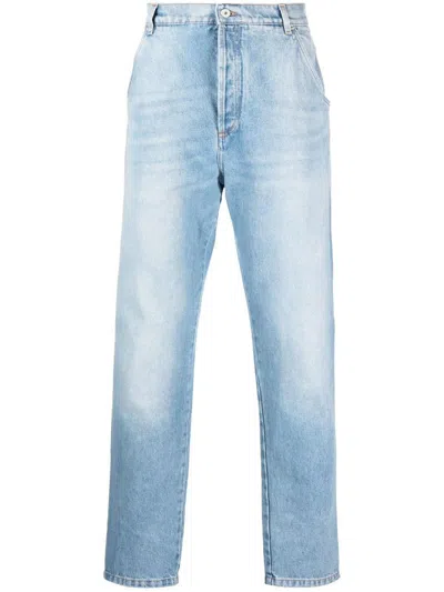 Balmain Straight Leg Denim Trousers In Blue