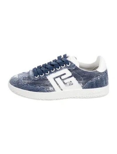 Pre-owned Balmain Denim Printed Sneakers In Blue