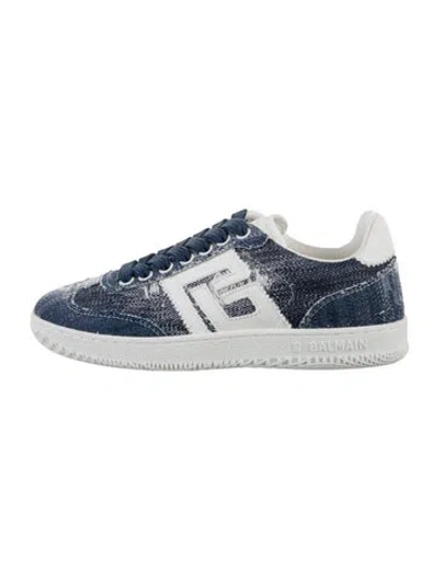 Pre-owned Balmain Denim Printed Sneakers W/ Tags In Blue