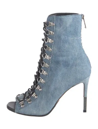 Pre-owned Balmain Denim Pumps In Blue