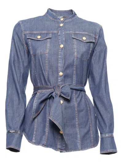 Balmain Kids' Denim Shirt In Blue