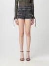 Balmain Denim High Waist Shorts With Front Zip Pockets In Black