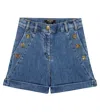 Balmain Denim Shorts In Blue/gold