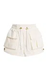 Balmain Drawstring Cargo Shorts In White