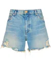 Balmain Mid-rise Frayed Denim Shorts