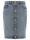 Balmain Denim Skirt Featuring Pockets And Button Accents In Blue