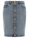 Balmain Denim Skirt Featuring Pockets And Button Accents In Blue