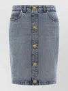 Balmain Denim Skirt Featuring Pockets And Button Accents In Blue