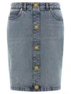 Balmain Denim Skirt Featuring Pockets And Button Accents In Blue