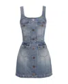 Balmain Denim Sleeveless Minidress In Gray