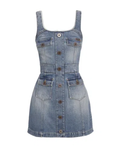 BALMAIN DENIM SLEEVELESS MINIDRESS