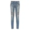 Balmain Slim-fit Biker Ribbed Jeans In Blue