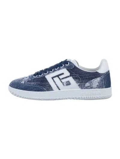 Pre-owned Balmain Denim Sneakers In Blue