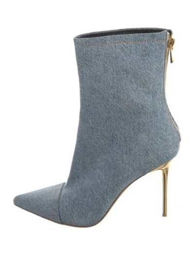 Pre-owned Balmain Denim Sock Boots In Blue