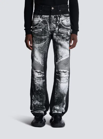 Balmain Denim Trompe Loeil Pants In Multi
