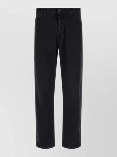 Balmain Denim Trousers Belt Loops Five Pocket Style In Black