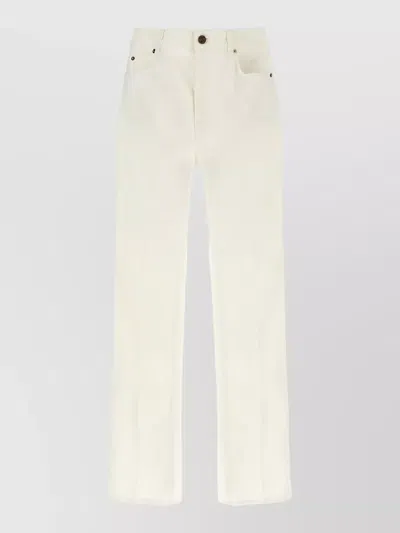 Balmain Denim Trousers Embroidery Back And Front Pockets In White