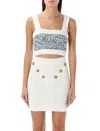 Balmain Tweed Bra In Blue
