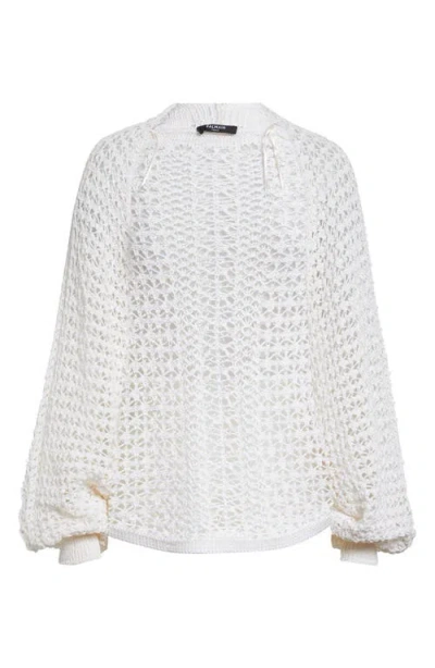 Balmain Dentelle Batwing Cardigan In White