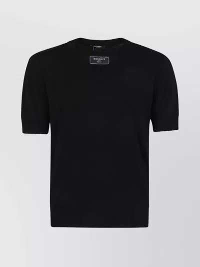 Balmain Designer Label Db Col Knit T-shirt In Black