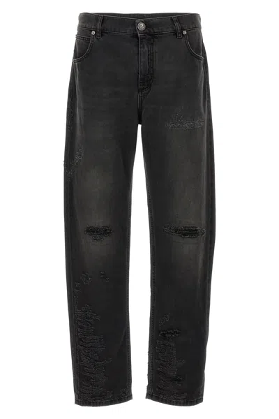 Balmain Destroyed Jeans In Black