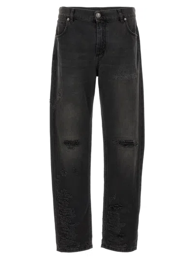 Balmain Destroyed Jeans In Black