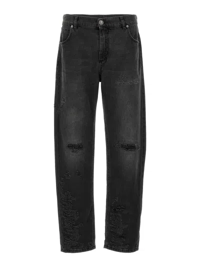 Balmain Destroyed Jeans In Black